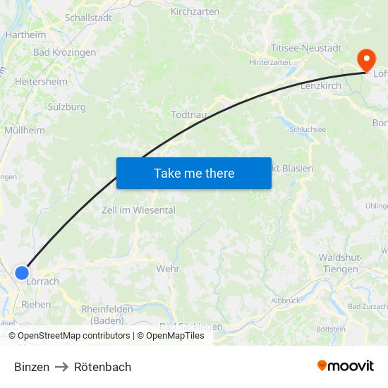 Binzen to Rötenbach map