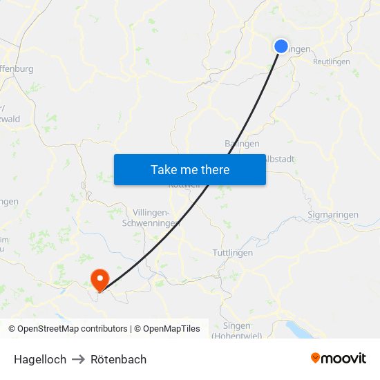 Hagelloch to Rötenbach map