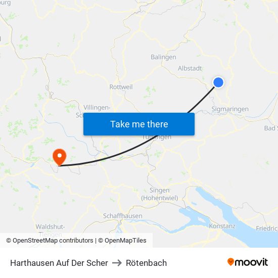 Harthausen Auf Der Scher to Rötenbach map