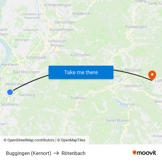 Buggingen (Kernort) to Rötenbach map