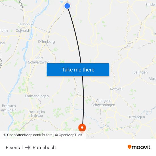 Eisental to Rötenbach map