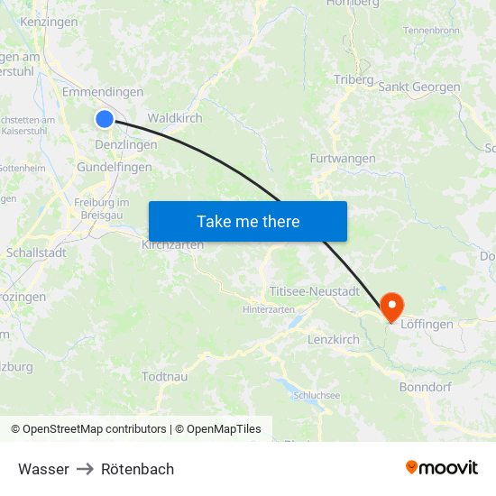 Wasser to Rötenbach map