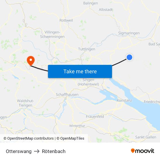 Otterswang to Rötenbach map