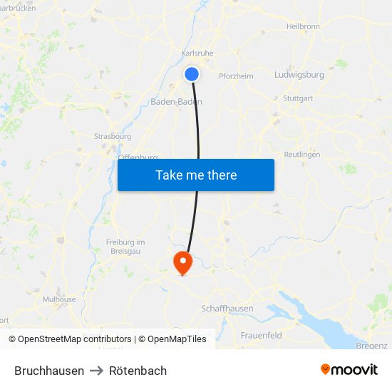 Bruchhausen to Rötenbach map