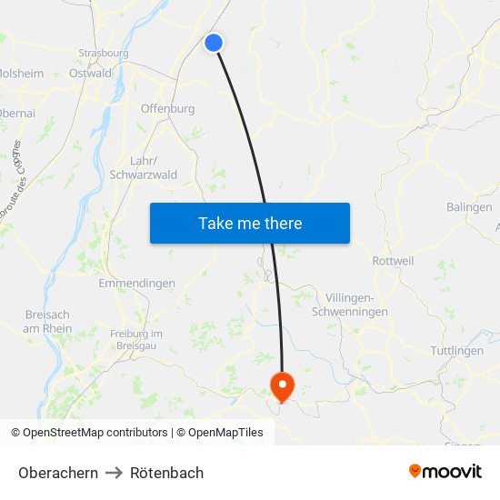 Oberachern to Rötenbach map