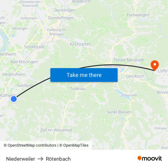 Niederweiler to Rötenbach map