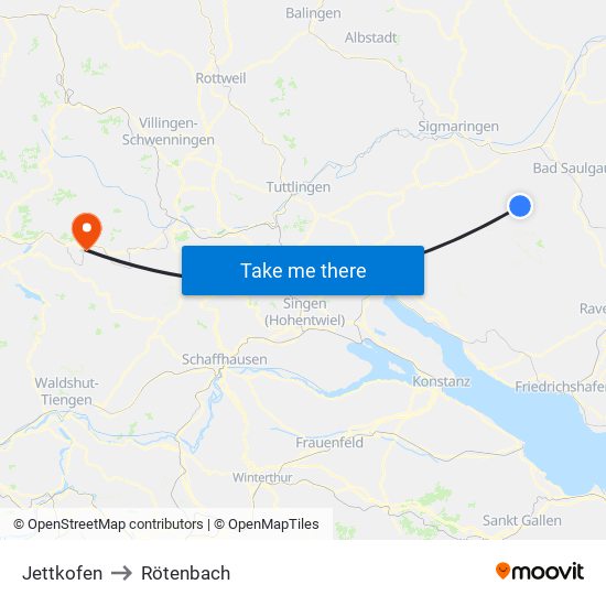 Jettkofen to Rötenbach map