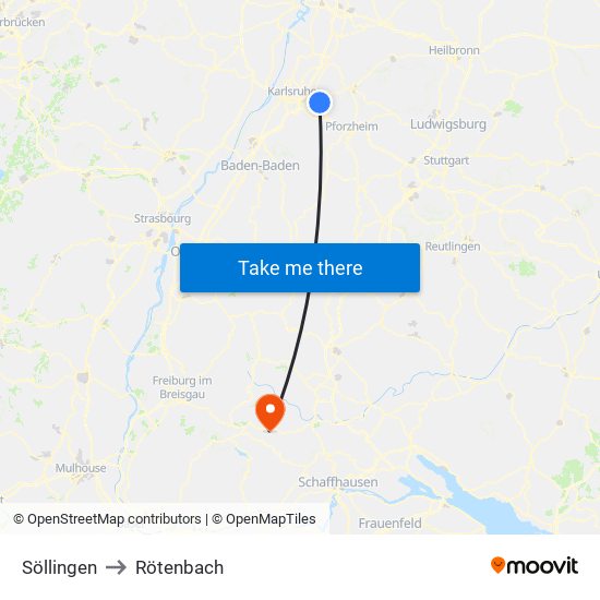 Söllingen to Rötenbach map