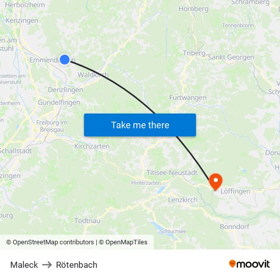 Maleck to Rötenbach map