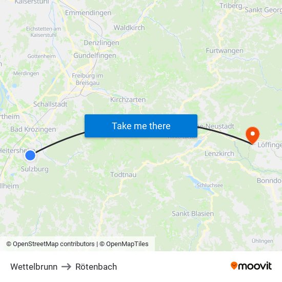 Wettelbrunn to Rötenbach map