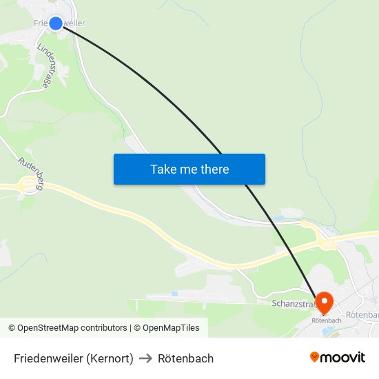 Friedenweiler (Kernort) to Rötenbach map