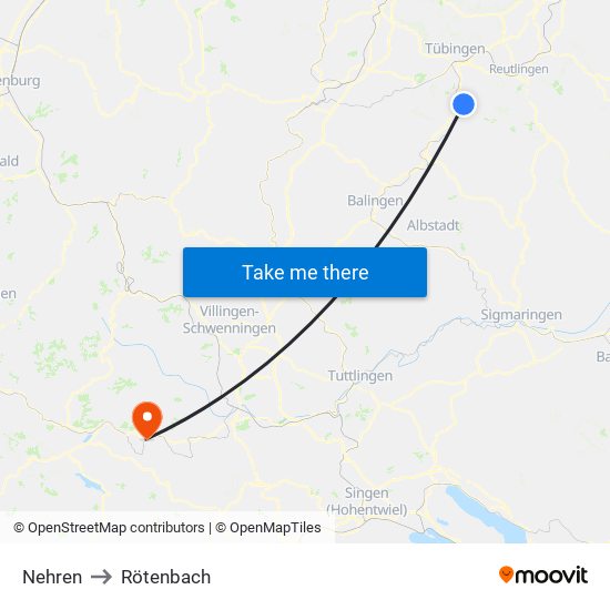 Nehren to Rötenbach map