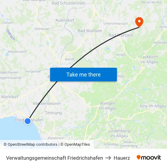Verwaltungsgemeinschaft Friedrichshafen to Hauerz map