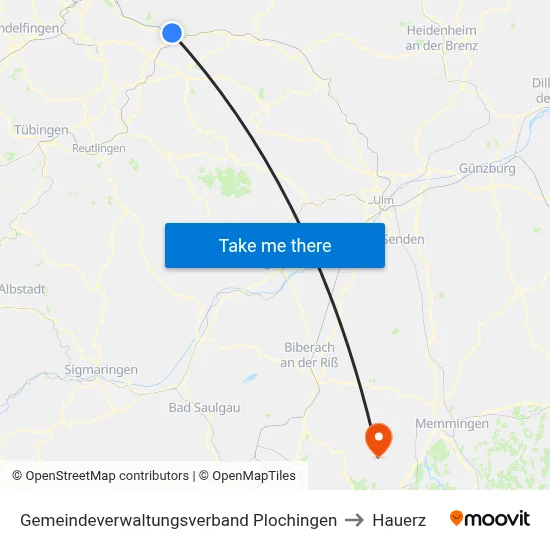 Gemeindeverwaltungsverband Plochingen to Hauerz map