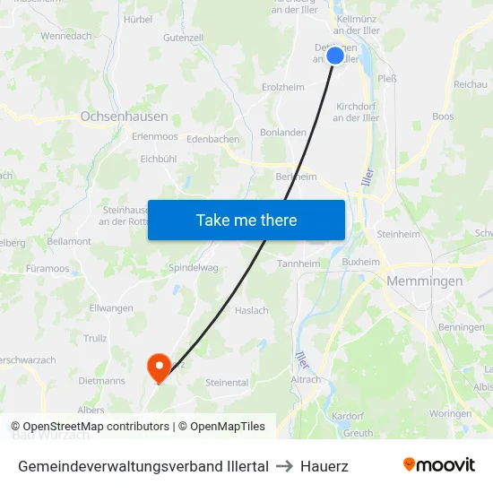 Gemeindeverwaltungsverband Illertal to Hauerz map