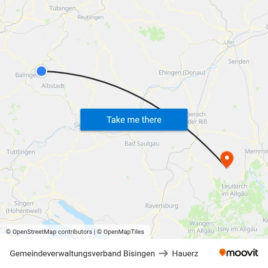 Gemeindeverwaltungsverband Bisingen to Hauerz map