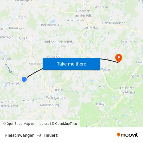 Fleischwangen to Hauerz map