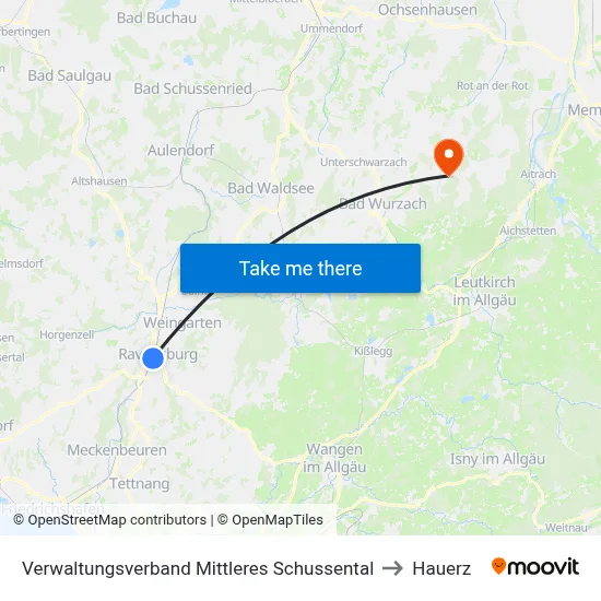 Verwaltungsverband Mittleres Schussental to Hauerz map