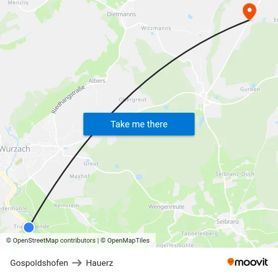 Gospoldshofen to Hauerz map