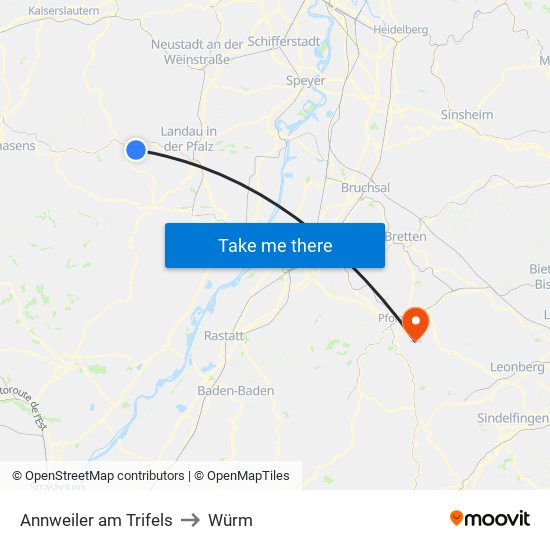 Annweiler am Trifels to Würm map