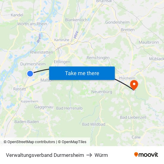 Verwaltungsverband Durmersheim to Würm map