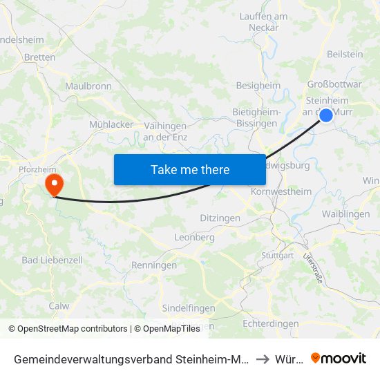 Gemeindeverwaltungsverband Steinheim-Murr to Würm map