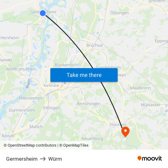 Germersheim to Würm map