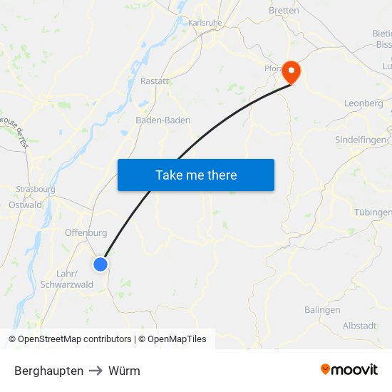 Berghaupten to Würm map