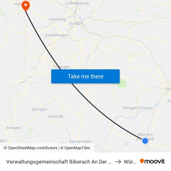 Verwaltungsgemeinschaft Biberach An Der Riß to Würm map