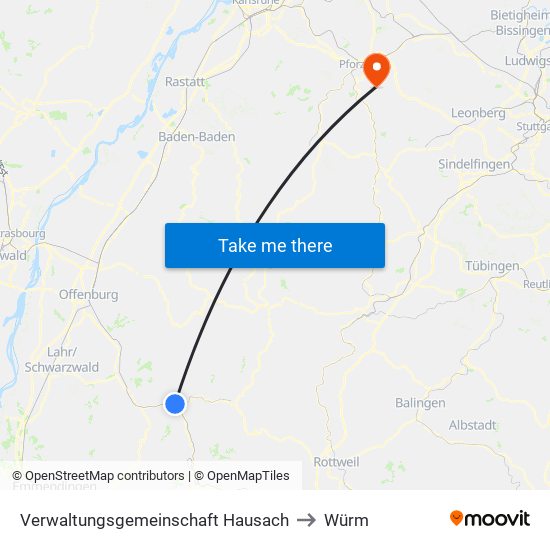 Verwaltungsgemeinschaft Hausach to Würm map