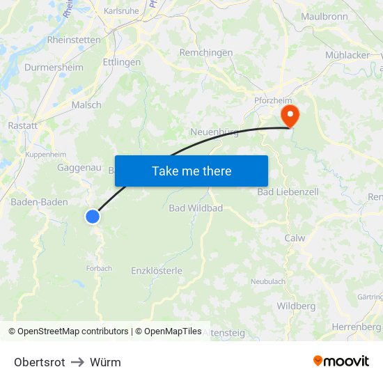 Obertsrot to Würm map