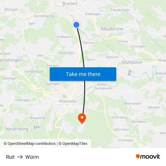 Ruit to Würm map