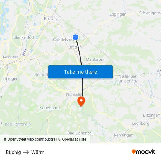 Büchig to Würm map