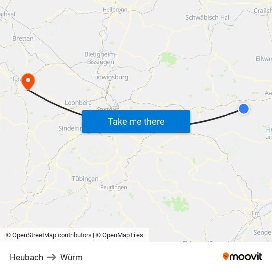 Heubach to Würm map