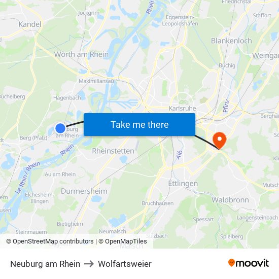 Neuburg am Rhein to Wolfartsweier map