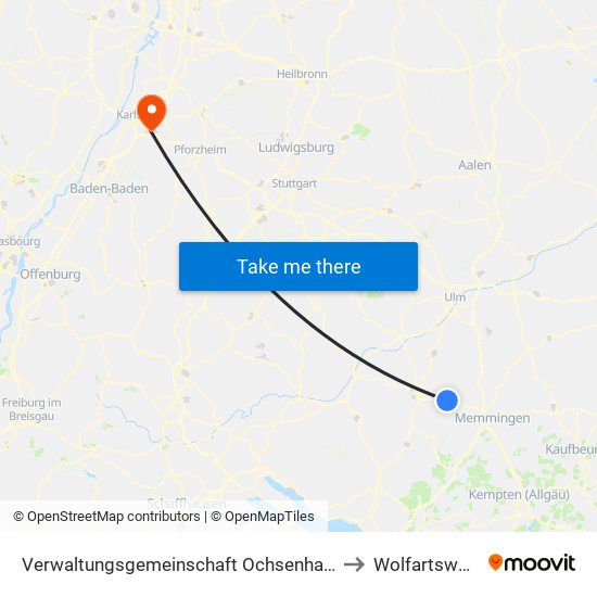 Verwaltungsgemeinschaft Ochsenhausen to Wolfartsweier map