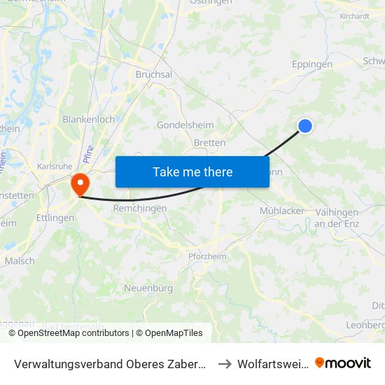 Verwaltungsverband Oberes Zabergäu to Wolfartsweier map