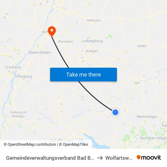 Gemeindeverwaltungsverband Bad Buchau to Wolfartsweier map