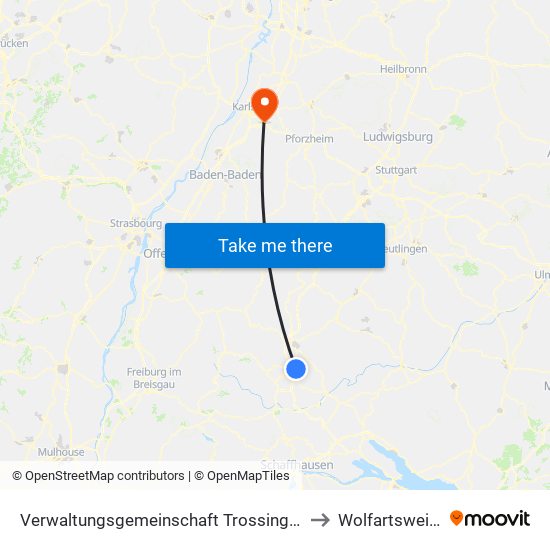 Verwaltungsgemeinschaft Trossingen to Wolfartsweier map