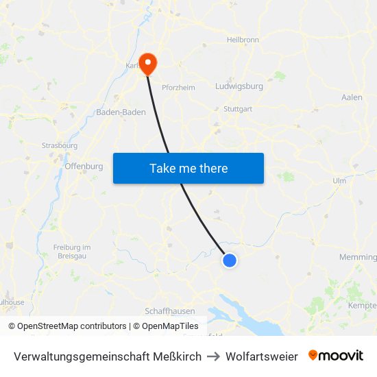 Verwaltungsgemeinschaft Meßkirch to Wolfartsweier map