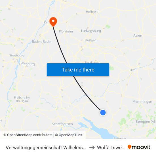 Verwaltungsgemeinschaft Wilhelmsdorf to Wolfartsweier map