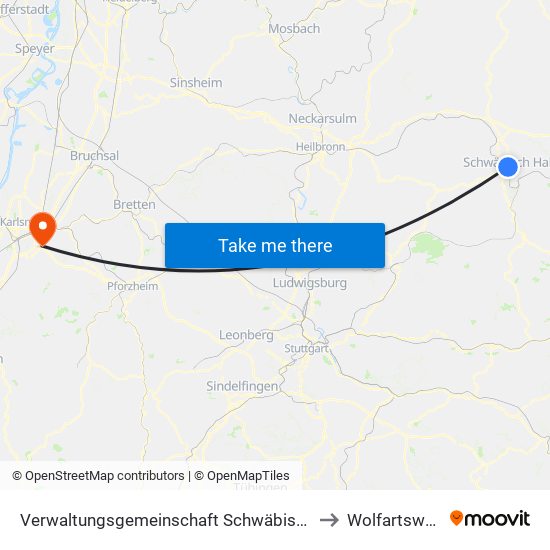 Verwaltungsgemeinschaft Schwäbisch Hall to Wolfartsweier map