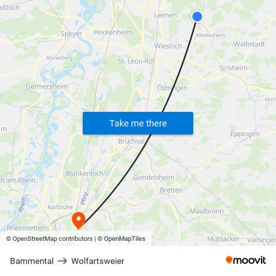 Bammental to Wolfartsweier map