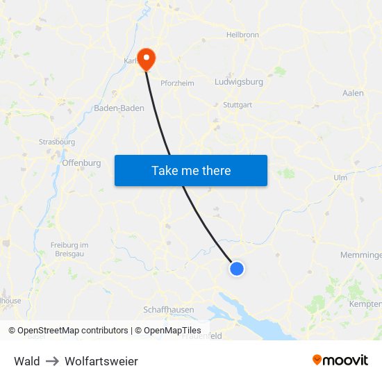 Wald to Wolfartsweier map