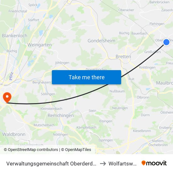 Verwaltungsgemeinschaft Oberderdingen to Wolfartsweier map