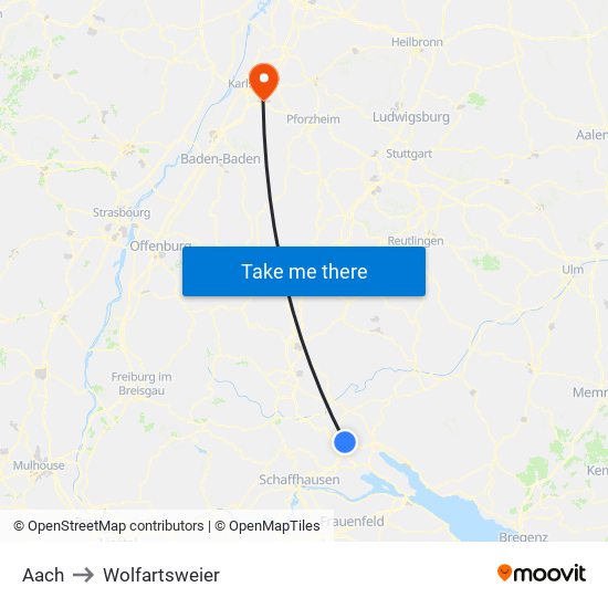Aach to Wolfartsweier map