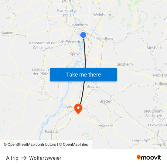 Altrip to Wolfartsweier map