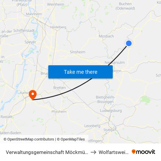 Verwaltungsgemeinschaft Möckmühl to Wolfartsweier map