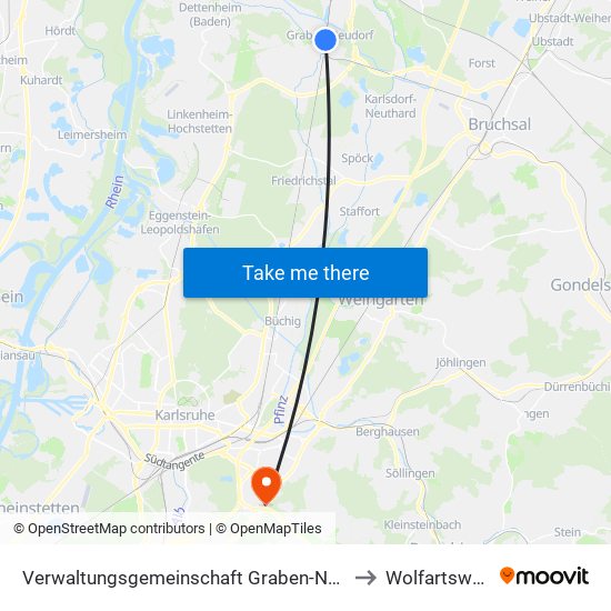 Verwaltungsgemeinschaft Graben-Neudorf to Wolfartsweier map