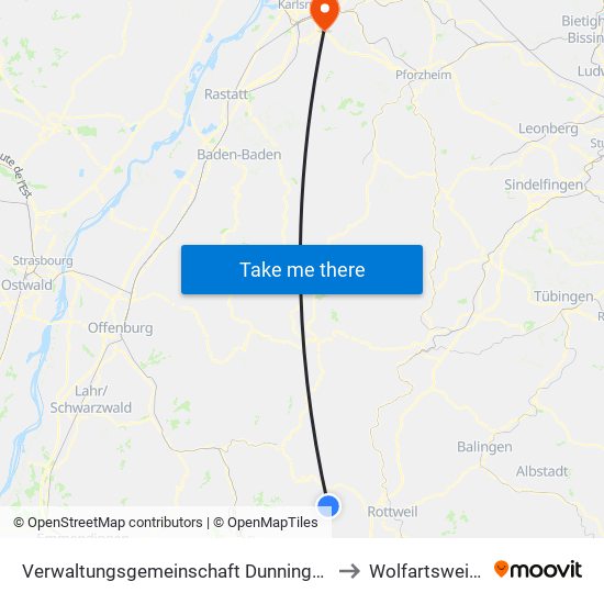Verwaltungsgemeinschaft Dunningen to Wolfartsweier map